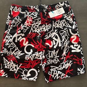 Men's Graffiti Print Swim Shorts